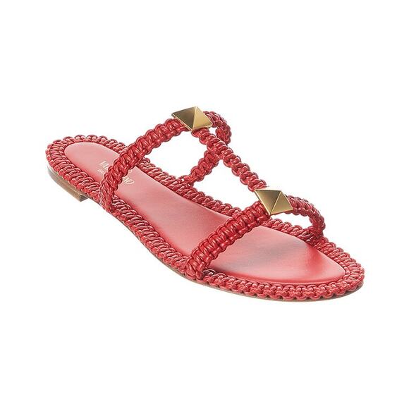 Valentino 'Roman' Red Stud Leather Sandal Size 8.5